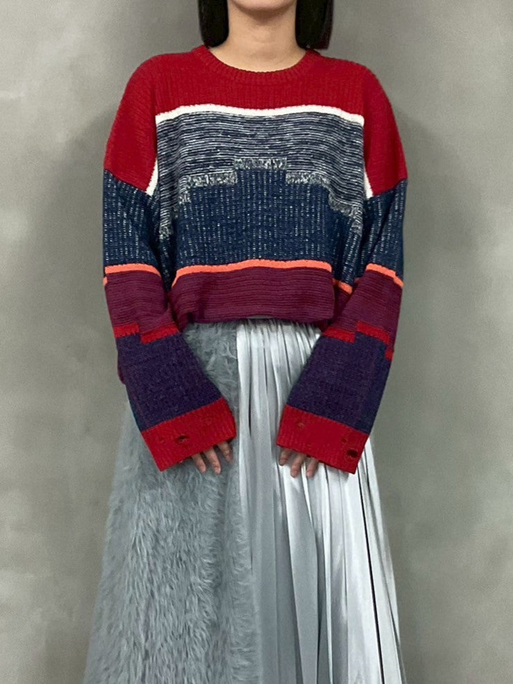 Naptime ニットラガーシャツ(赤SIZE:L) セール】 【洗える】CASHMERE BLEND Vネック プルオーバーニット